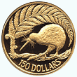 Памятная монета  «Киви под пальмой» 150 новозеландский долларов. 1990. Золото, вес 16,95 г